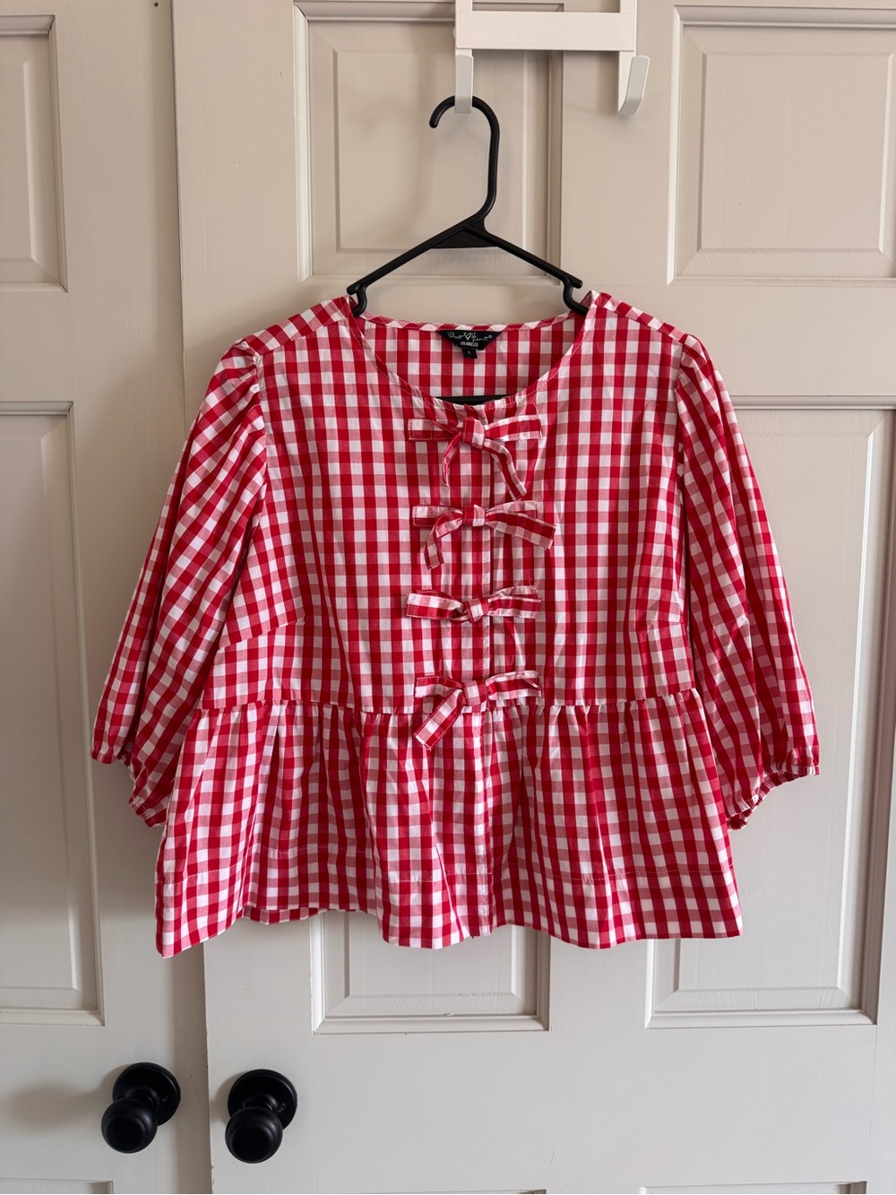 Velvet Heart red gingham top L